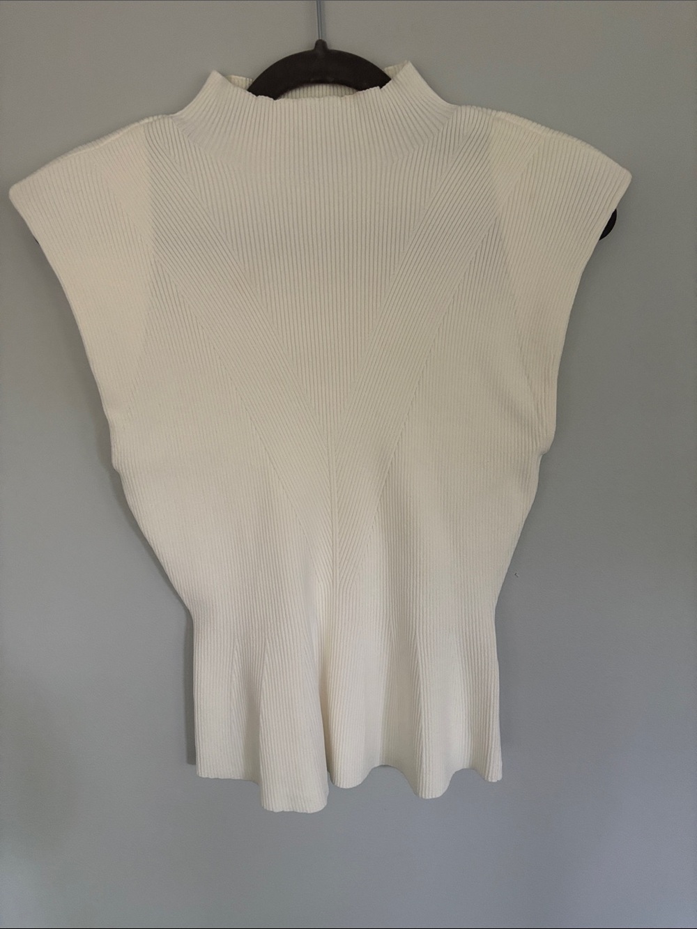 Veronica Beard Cream Ribbed Mock Neck Sweater Shell